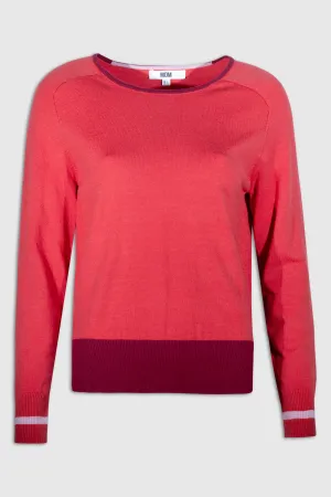 15043627  Basic Sweater with Contrast Color Detailing - Red