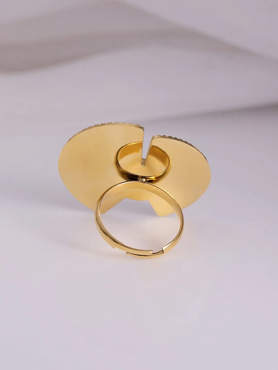 18KT Gold Plated Stainless Steel Waterproof Tarnish-Free Demi-Fine Adjustable Ring