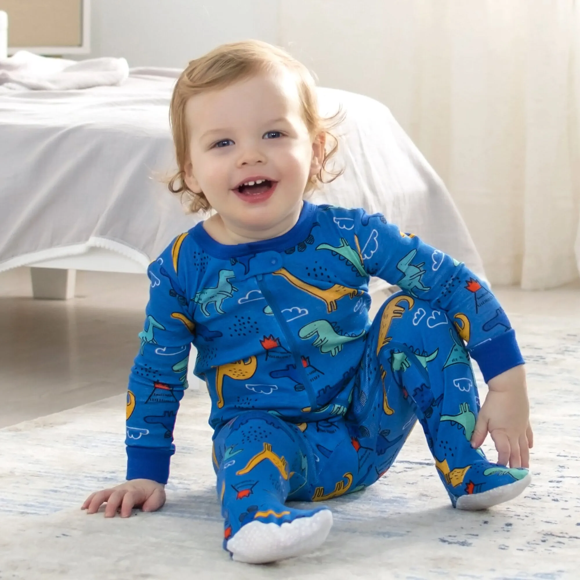 2-Pack Boys Dinosaur Snug Fit Footed Cotton Pajamas