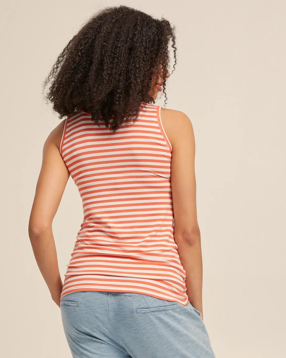 Bamboo Nursing Tank in Coral Stripe