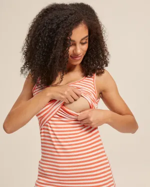 Bamboo Nursing Tank in Coral Stripe