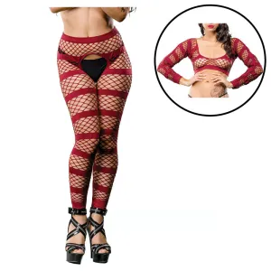 Burgandy Stripes  Crotchless Legging Packaging Box