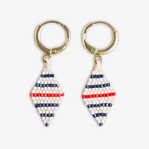 Carmen Mini Gold Hoop Single Horizontal Stripes Beaded Drop Earrings