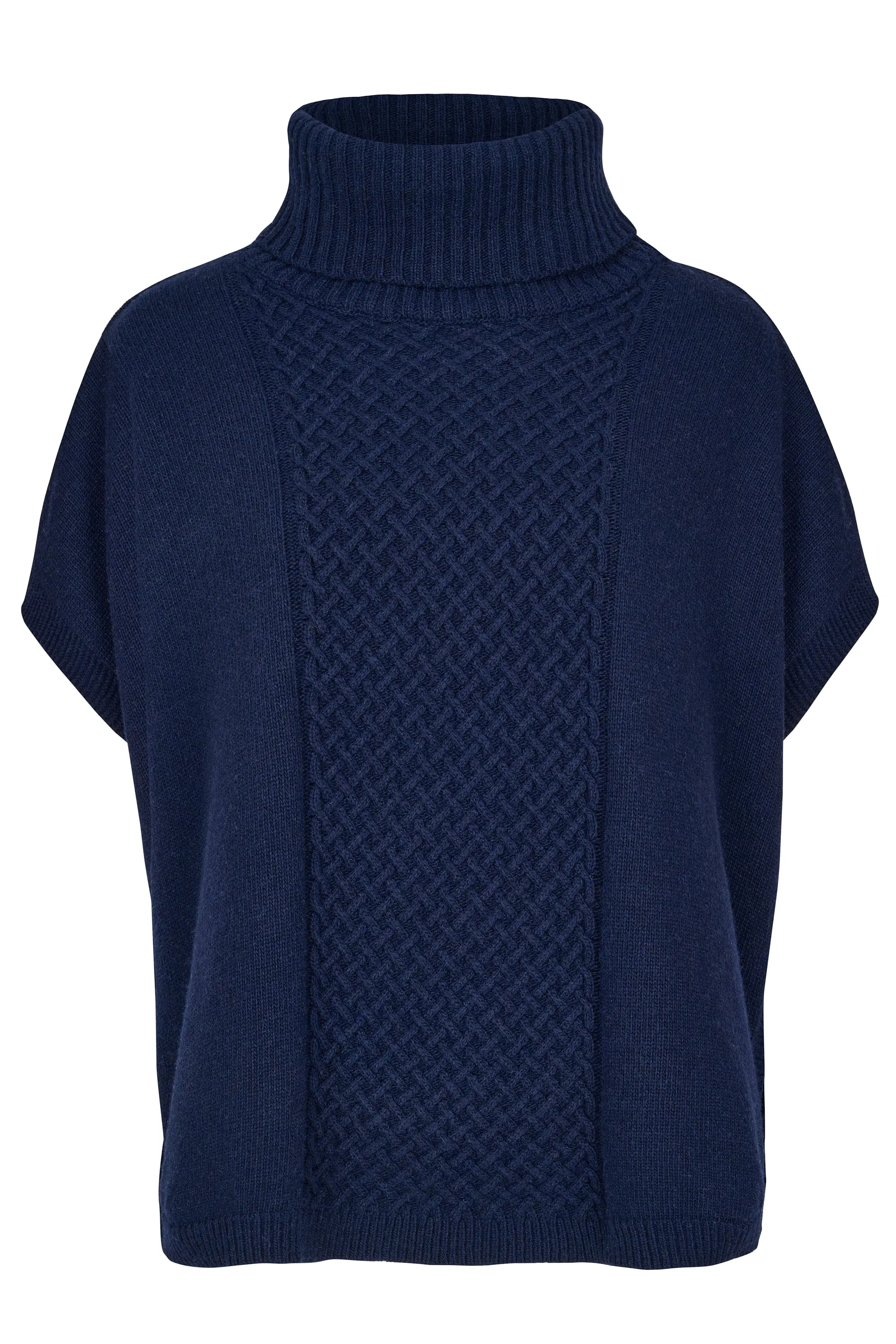 Cashmere Mix Sleeveless Roll Neck Jumper in Navy