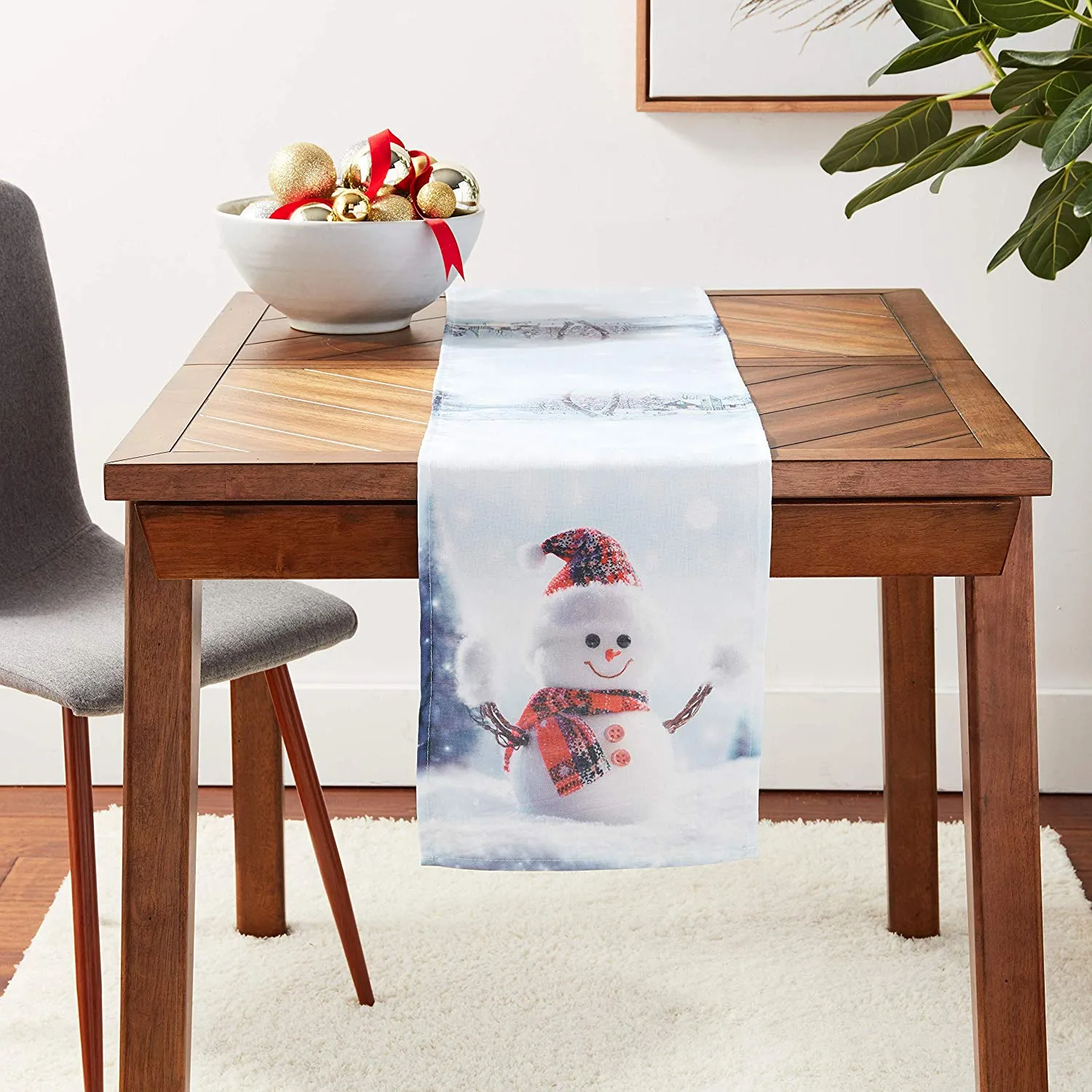 Christmas Snowed Man Decorative Table Runner