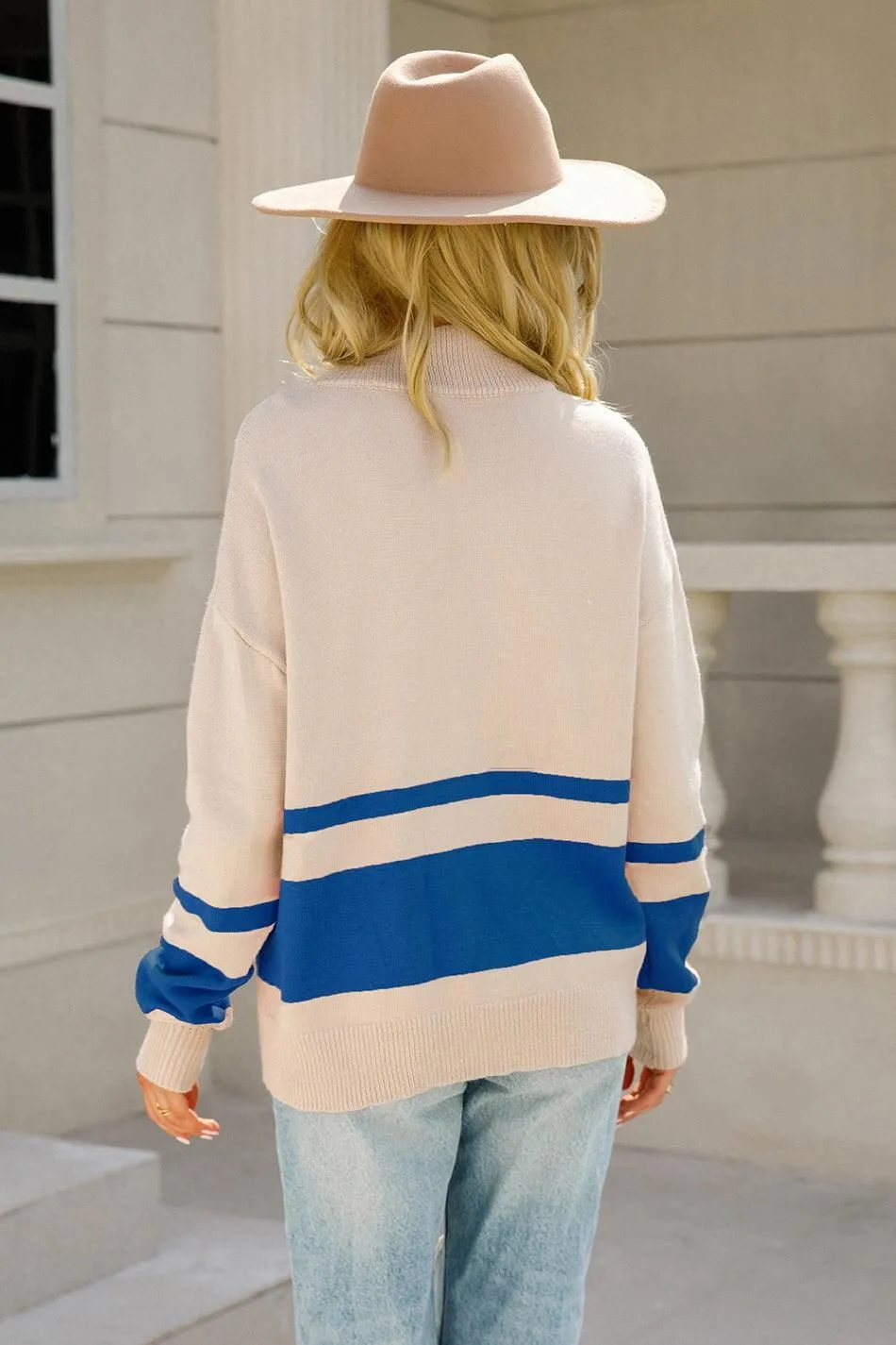 COLOR BLOCK HALF ZIP UP CASUAL TOP