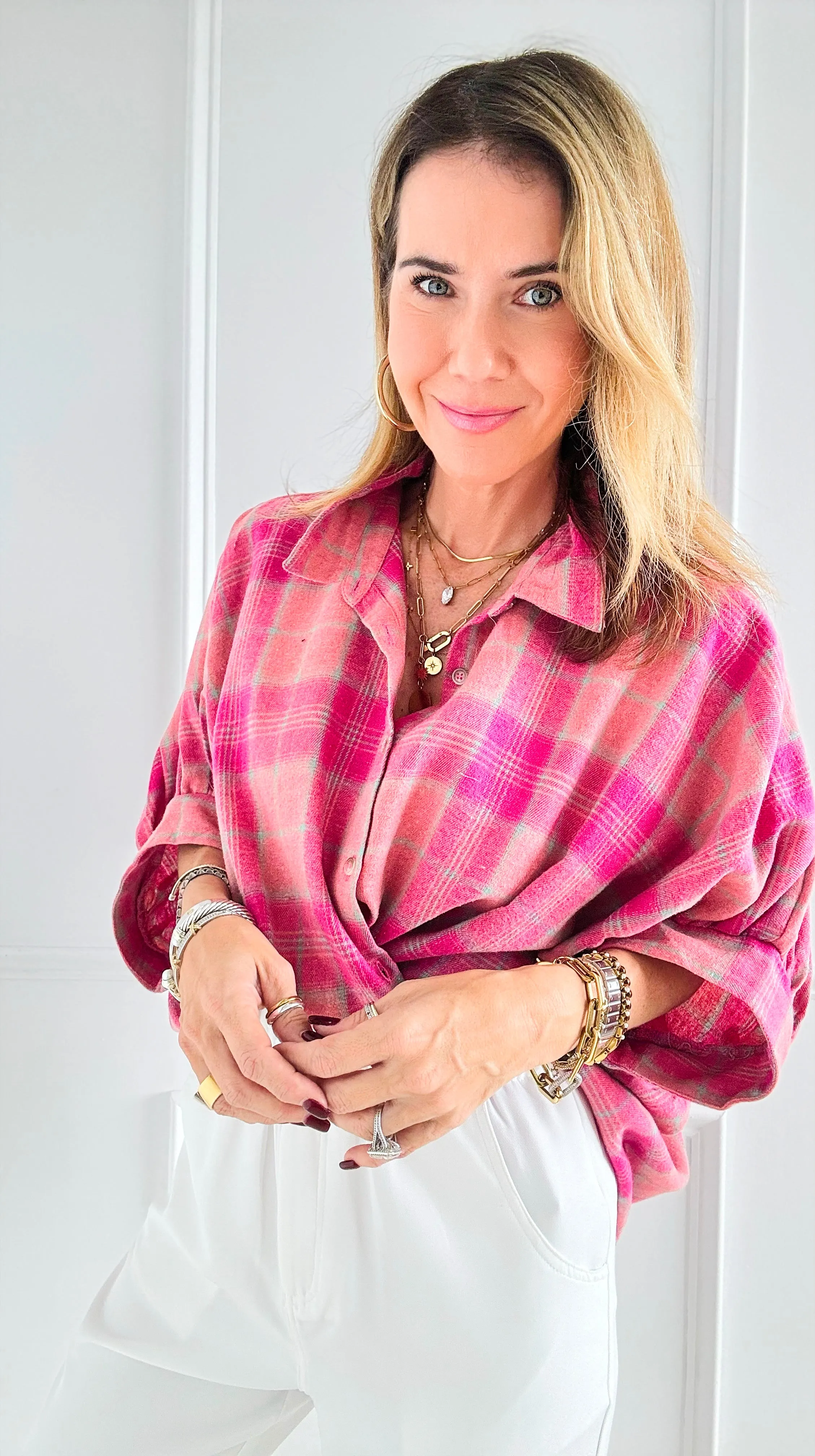 Cozy Daydream Oversized Plaid - Pink