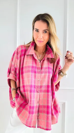 Cozy Daydream Oversized Plaid - Pink