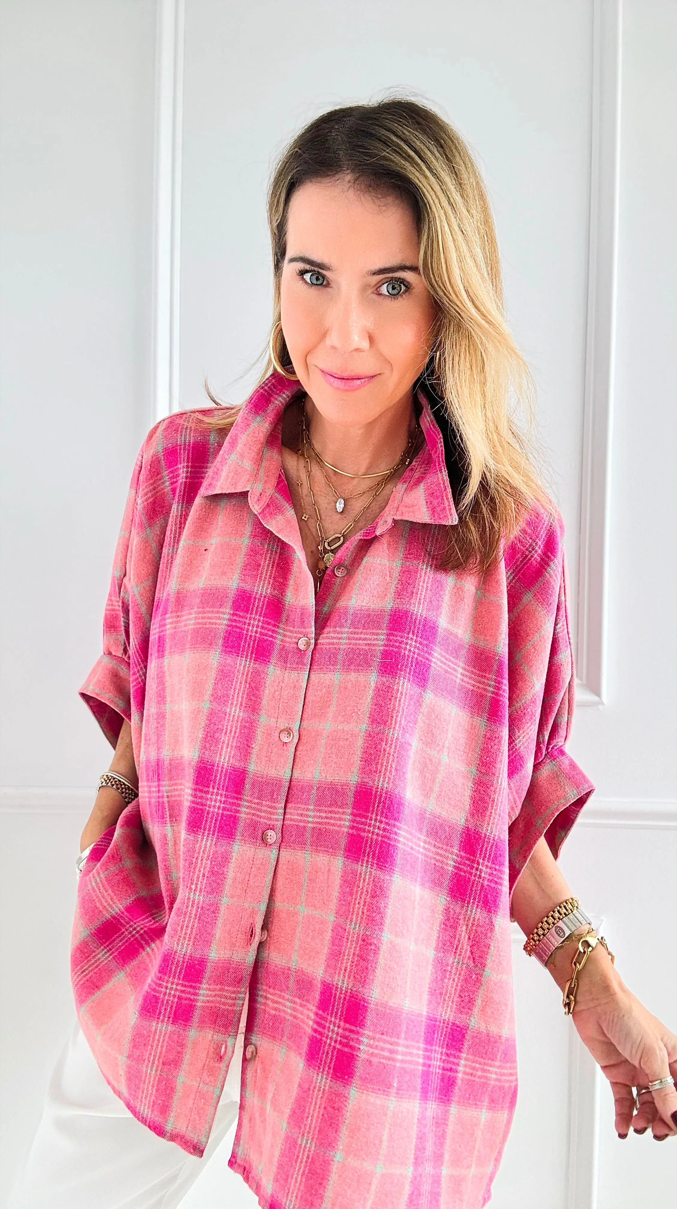 Cozy Daydream Oversized Plaid - Pink