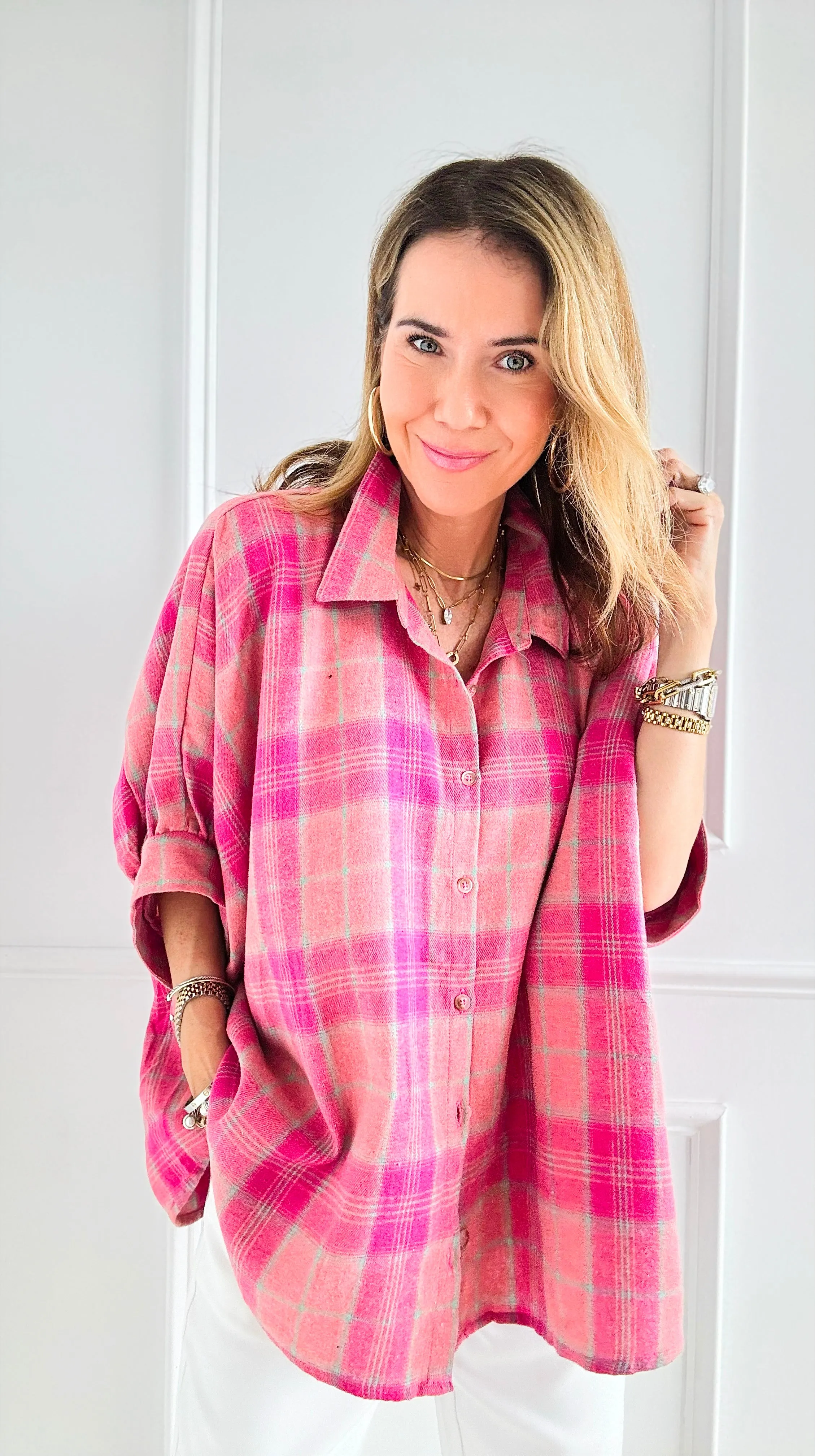 Cozy Daydream Oversized Plaid - Pink