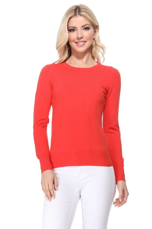 Crew Neck Long Sleeve Light Basic Casual Knit Top