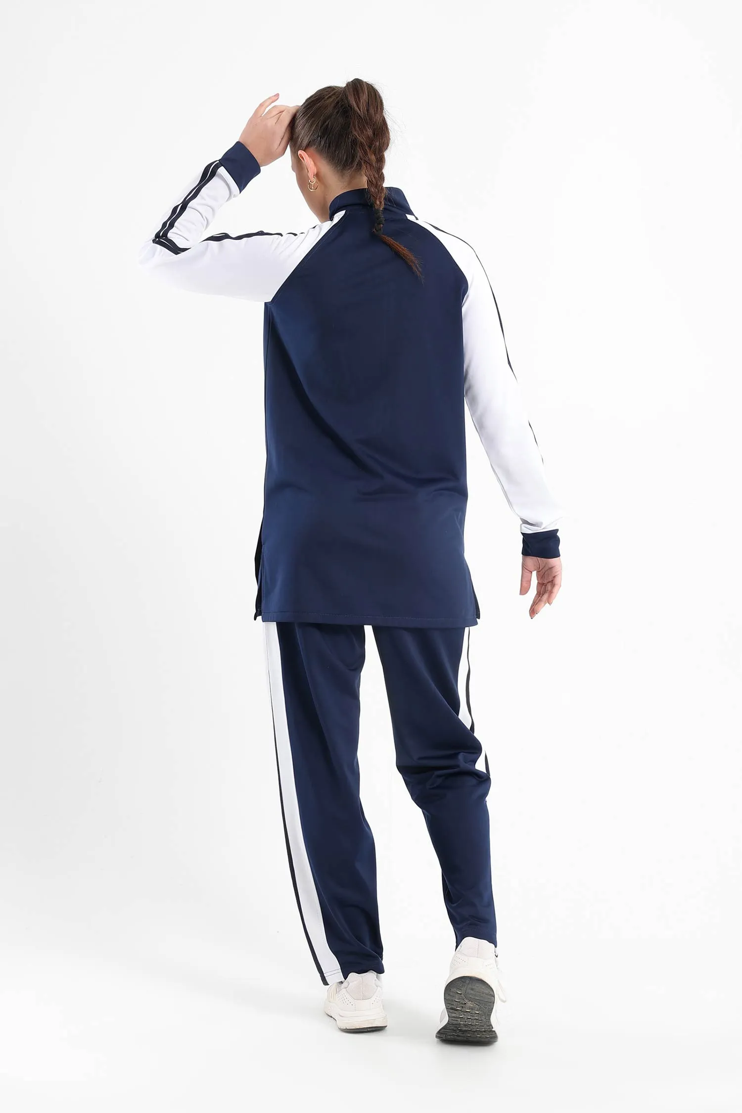 Dark Blue Classic Stand Up Collar Tracksuit - Fit Freak