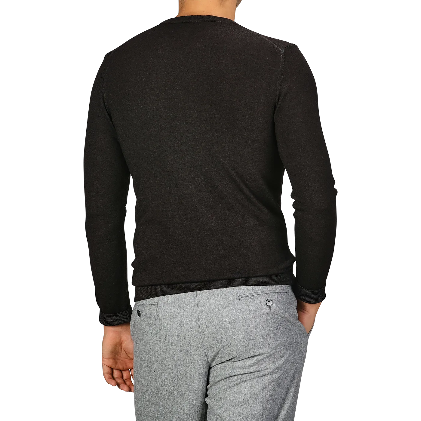 Dark Brown Merino Wool Crewneck