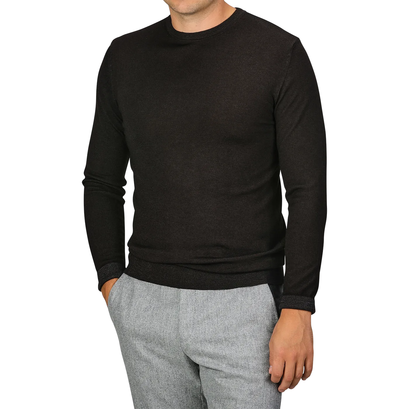 Dark Brown Merino Wool Crewneck