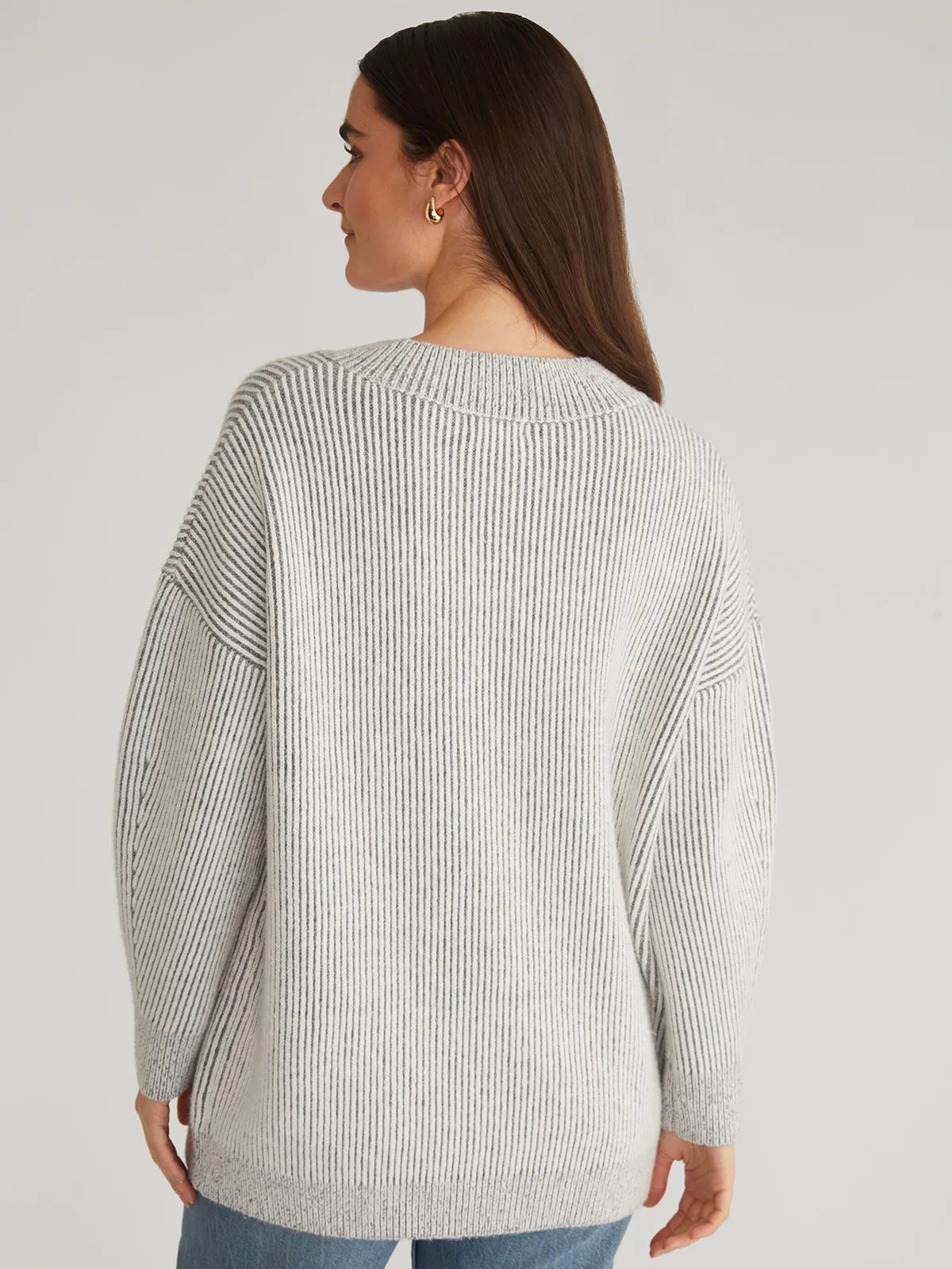 Diana: V-Neck Contrast Rib Sweater