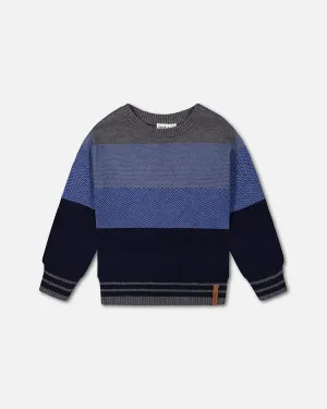 DPD Colorblock Sweater in Blue & Black