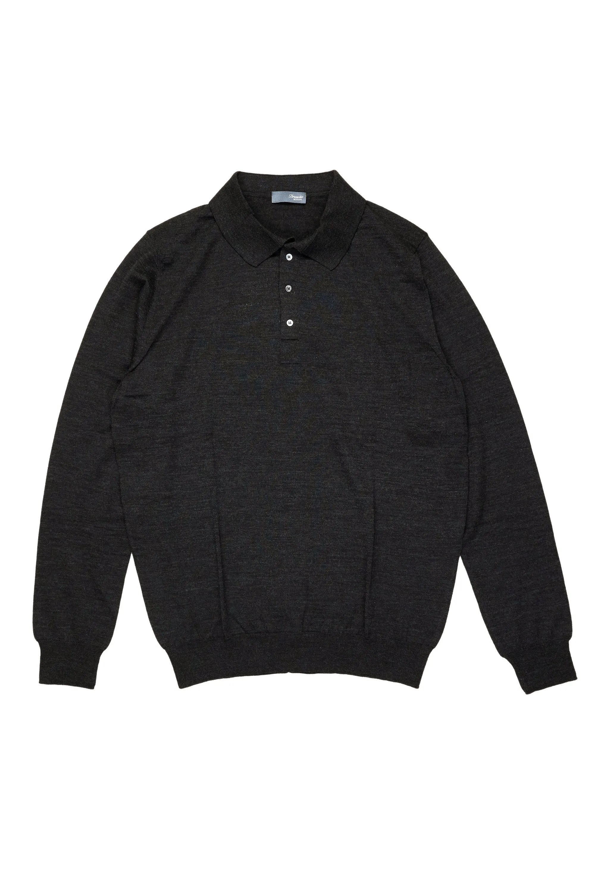 Drumohr Carbone Extra Fine Merino Wool Knitted Polo