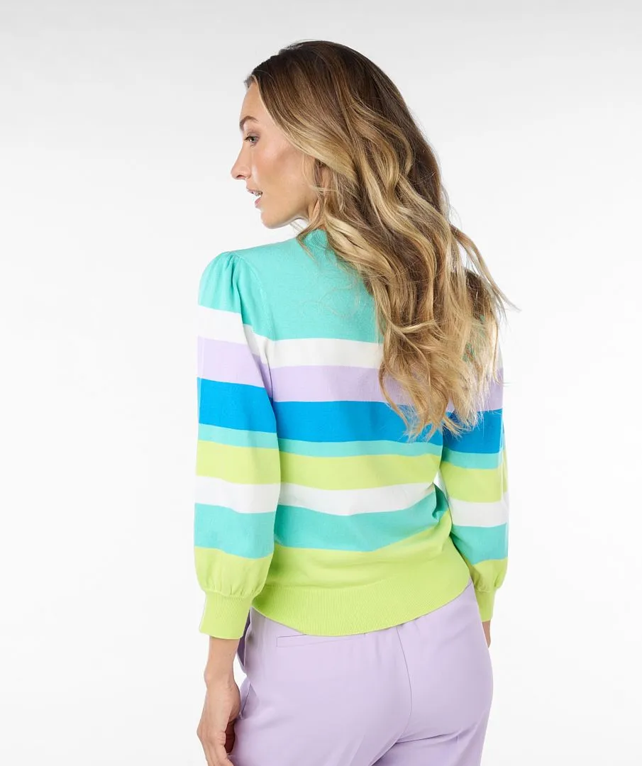 ESQUALO SWEATER STRIPES POOL BLUE