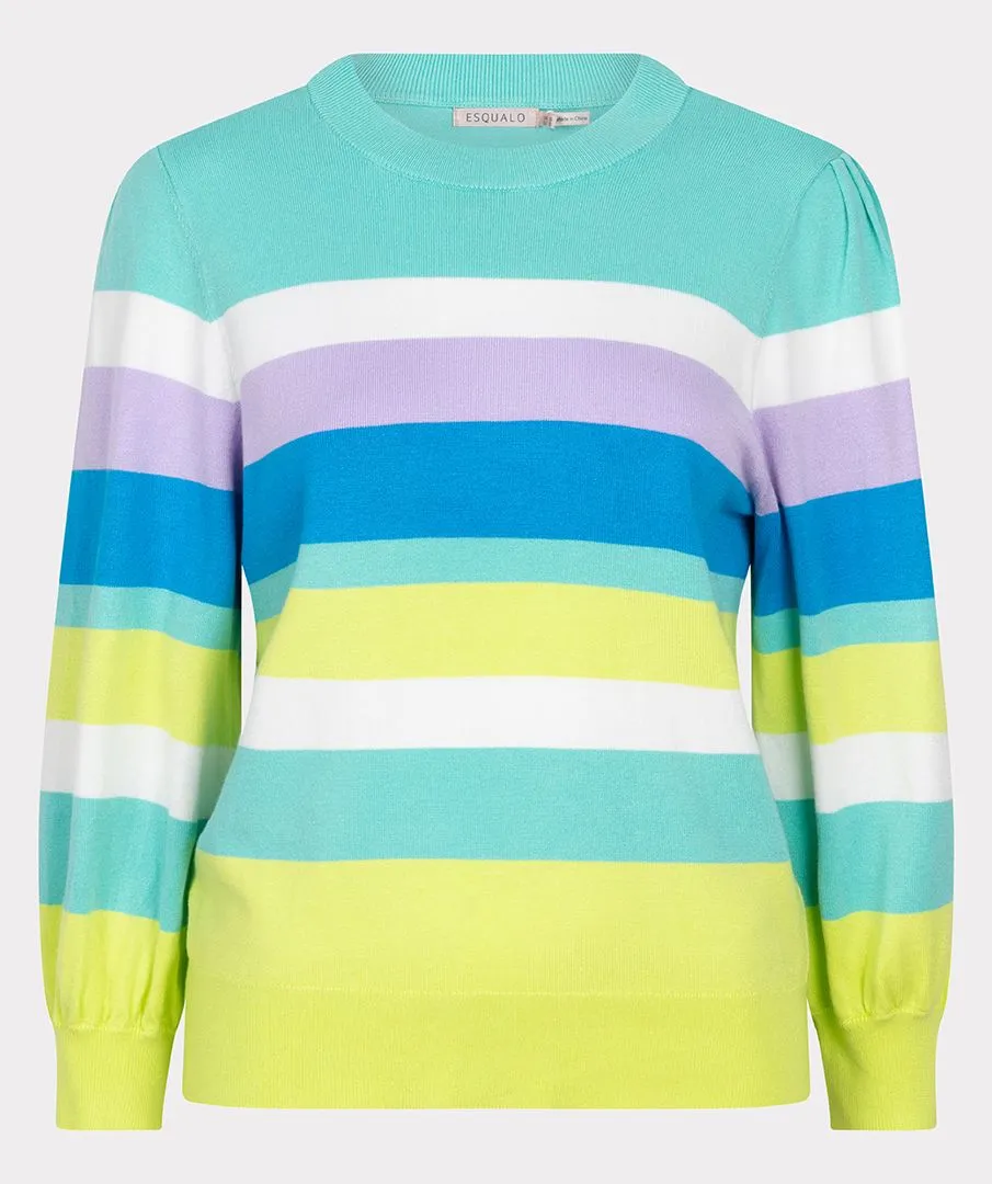 ESQUALO SWEATER STRIPES POOL BLUE