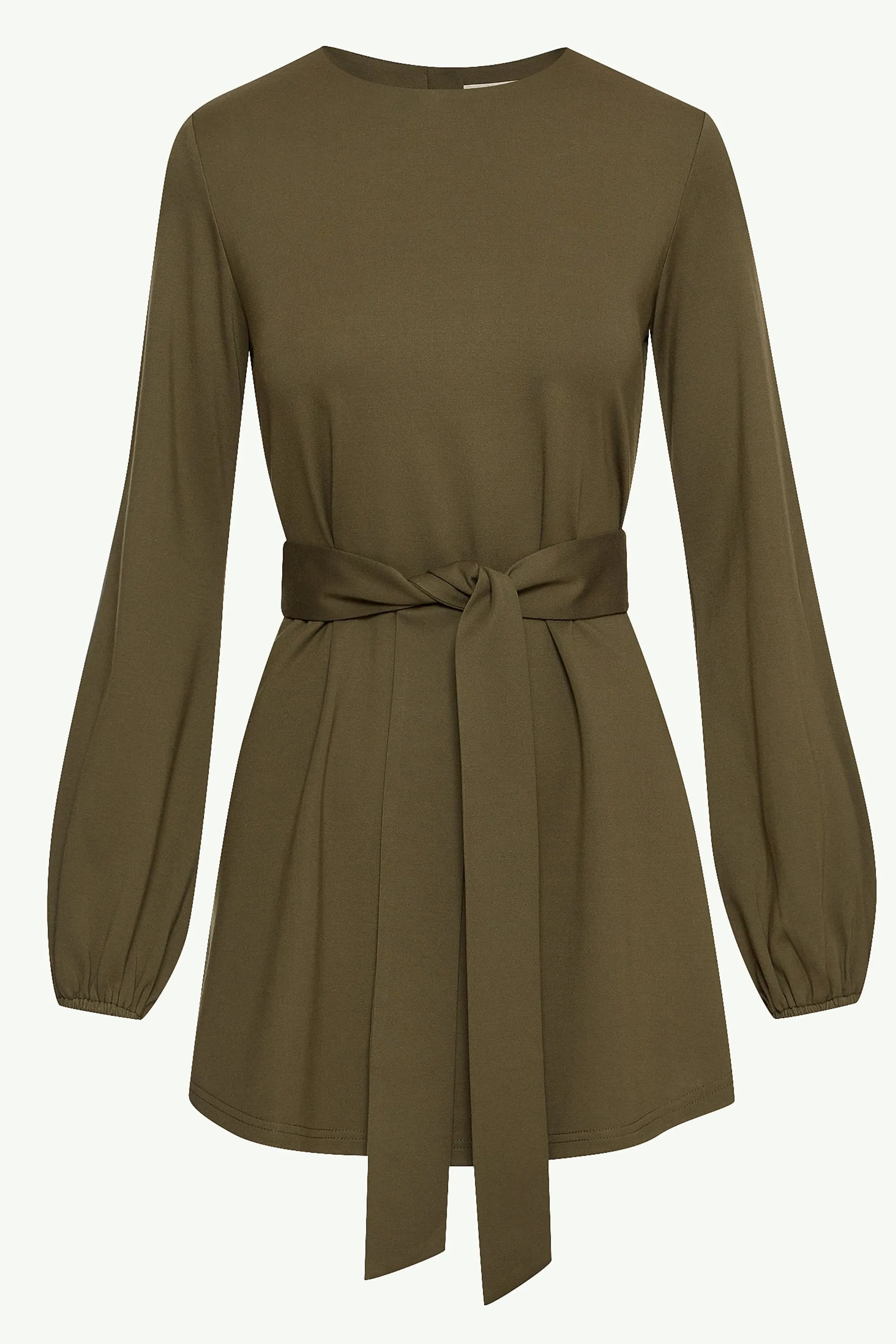 Fatima Everyday Belted Jersey Top - Olive