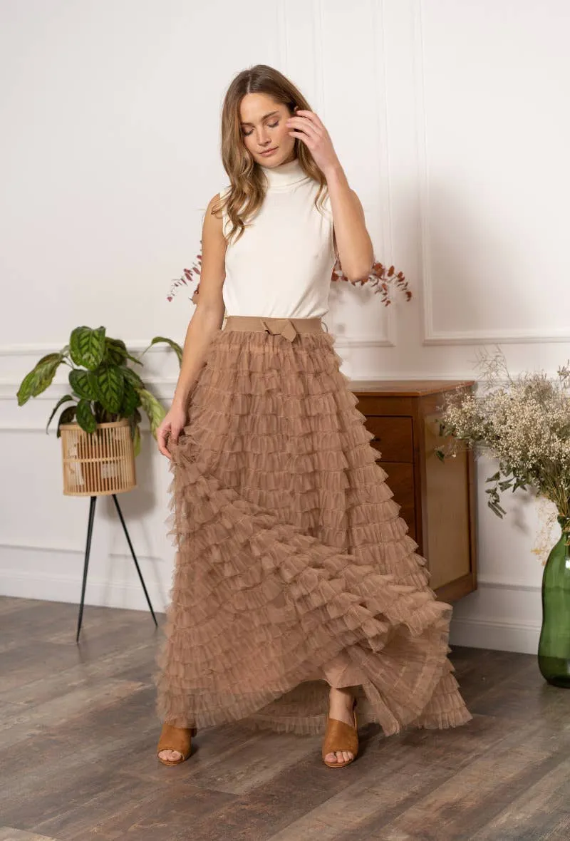 Flouncey Tulle Long Skirt