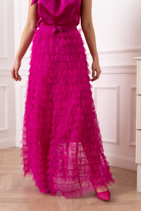 Flouncey Tulle Long Skirt