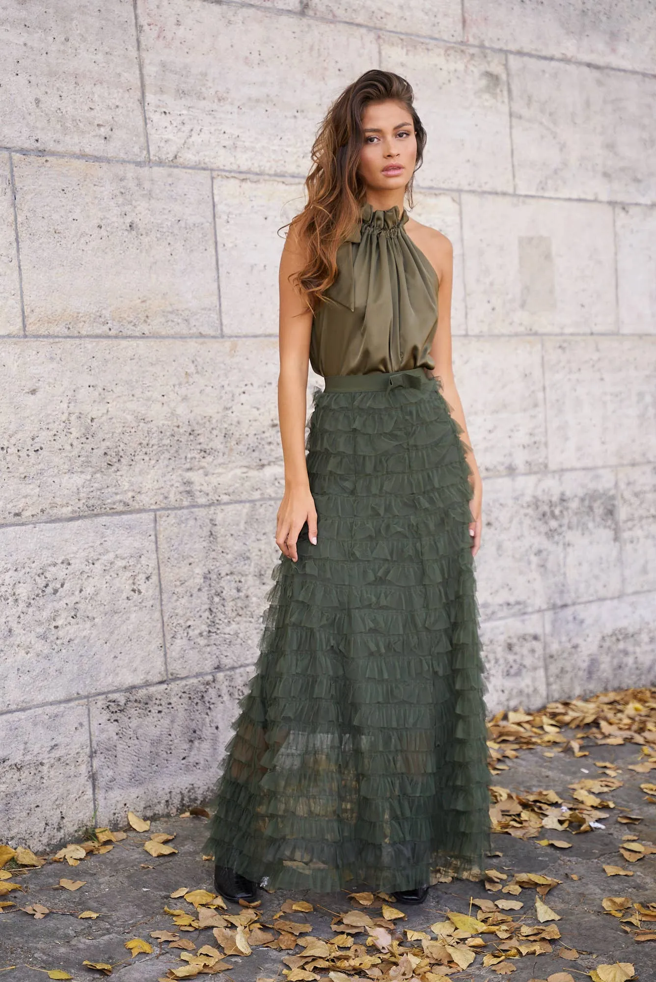 Flouncey Tulle Long Skirt