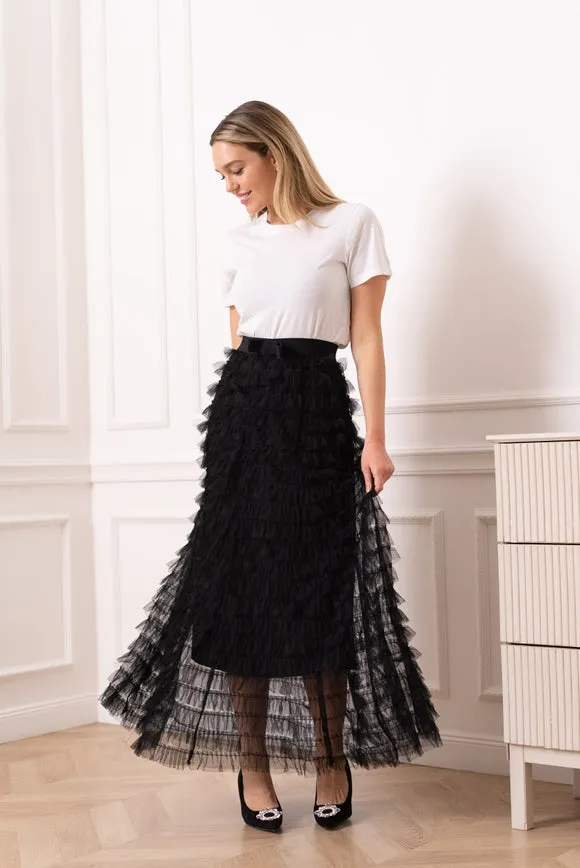 Flouncey Tulle Long Skirt