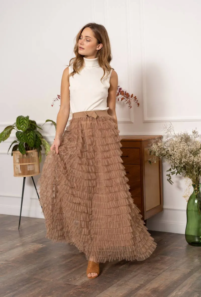 Flouncey Tulle Long Skirt