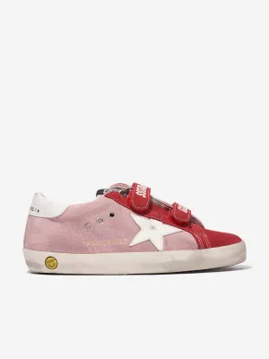 Golden Goose Girls Old School Suede Stripes And Star Trainers in Pink