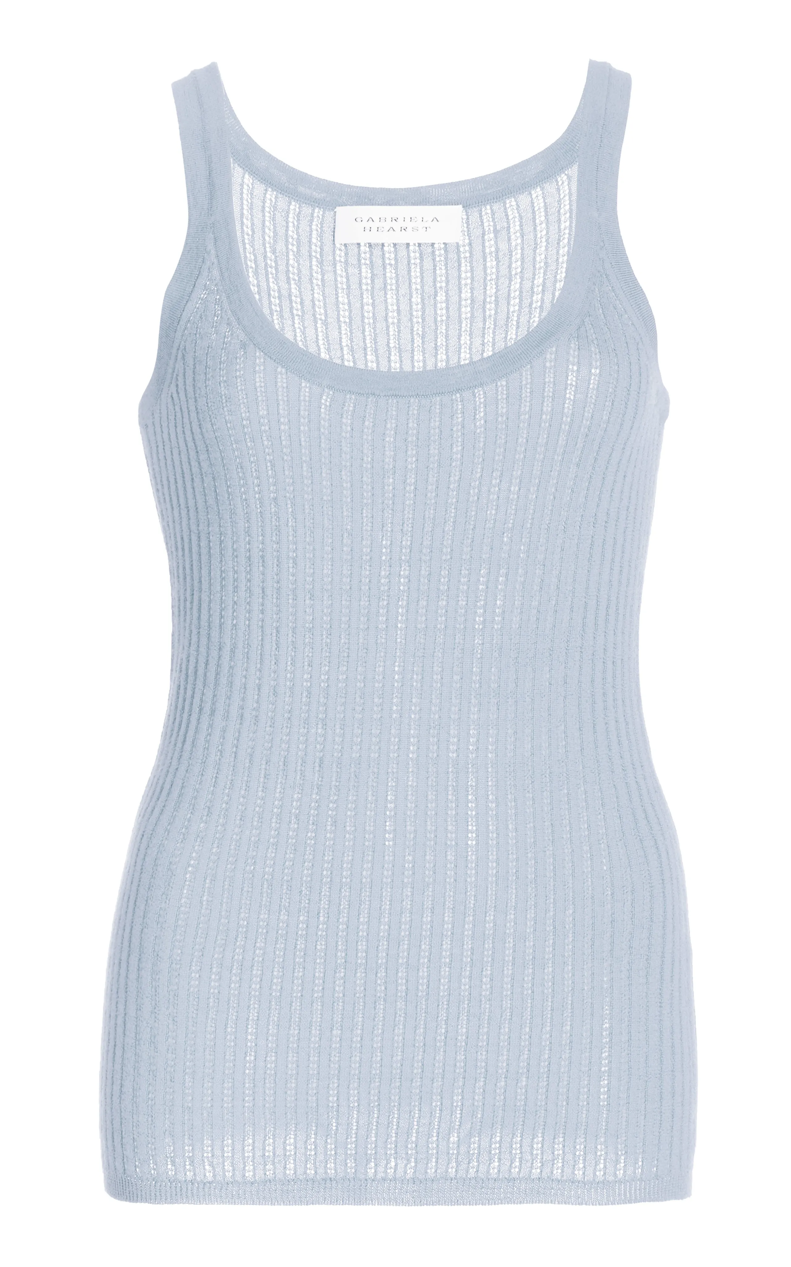 Graham Pointelle Knit Tank Top in Halogen Blue Cashmere Silk