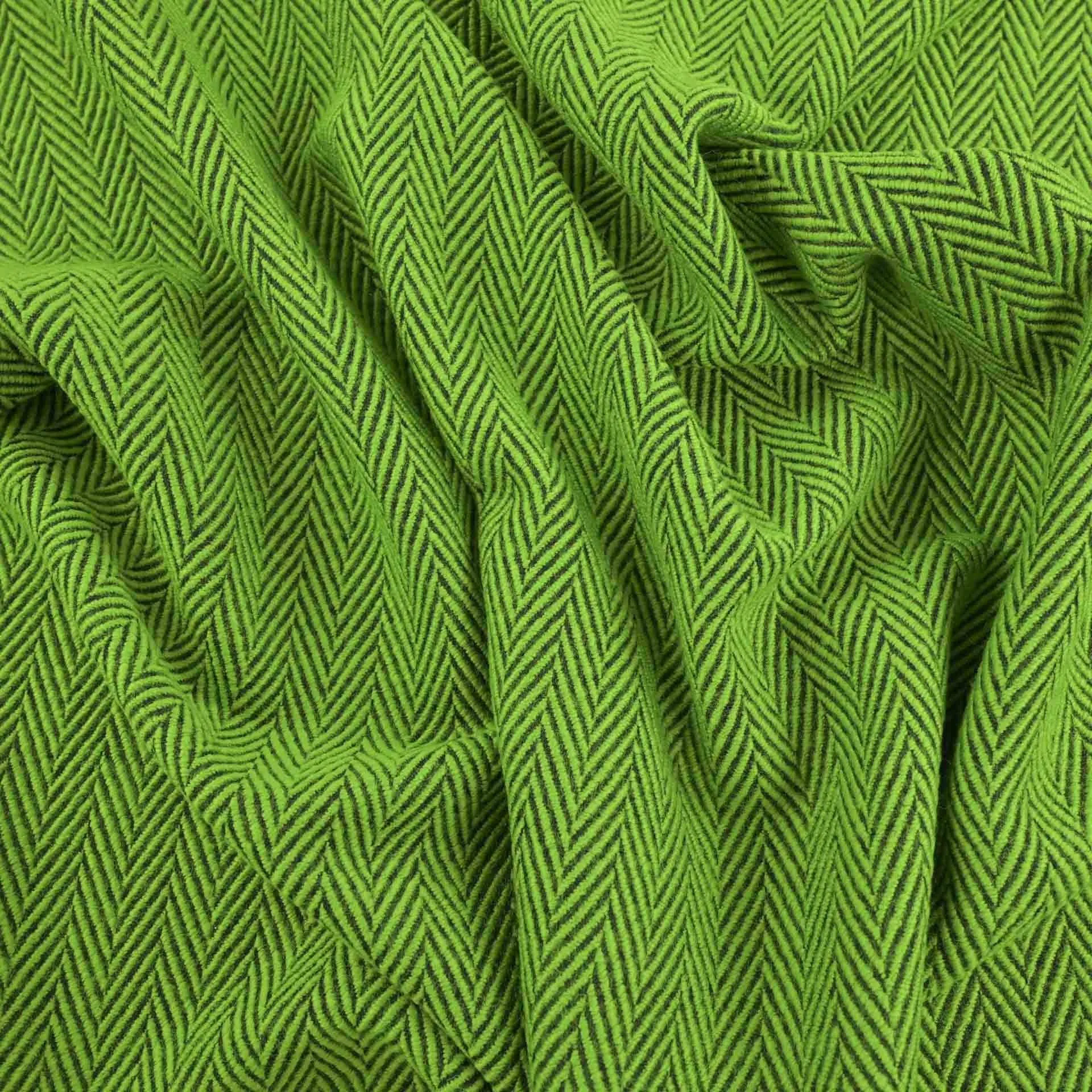 Green Herringbone Coating Fabric 3868