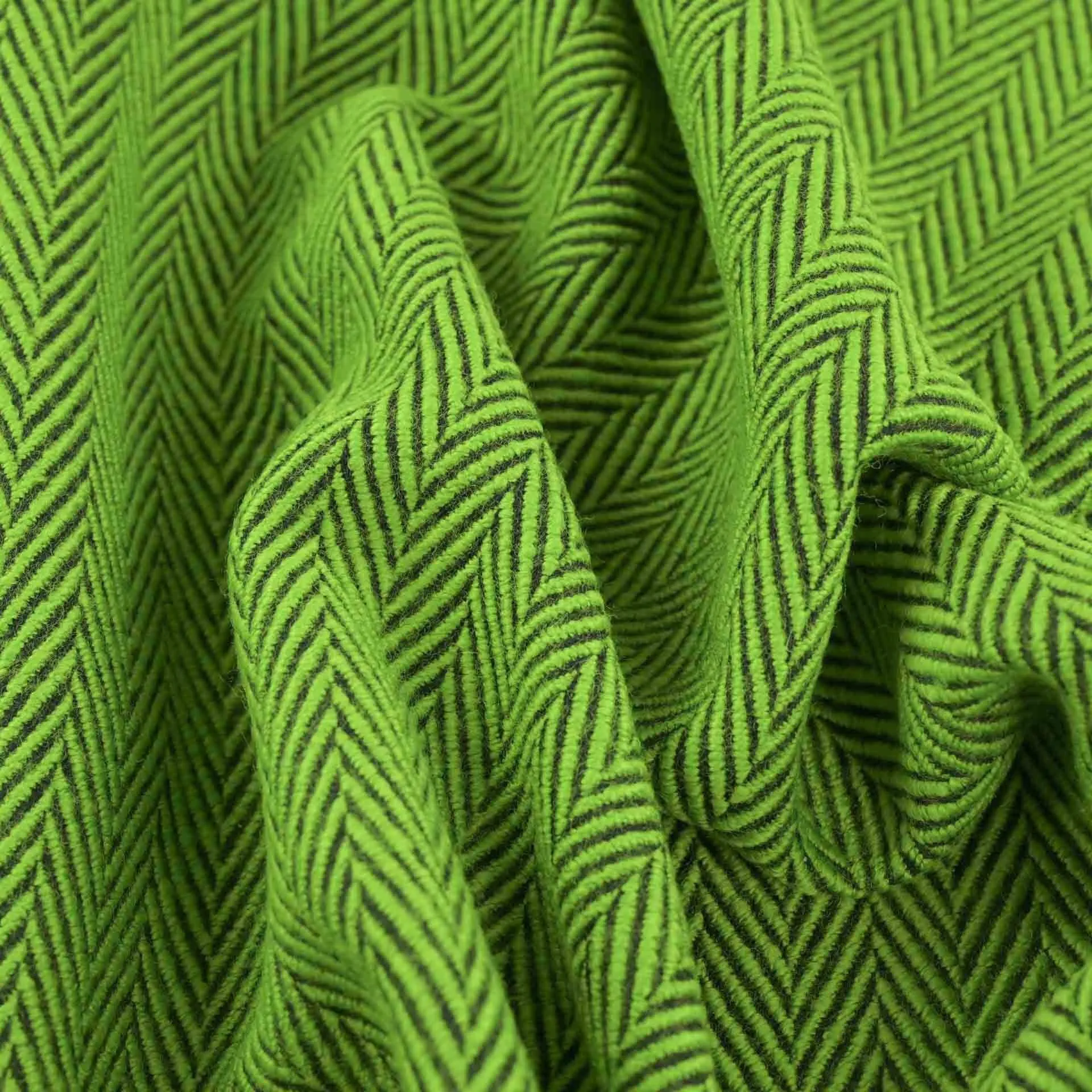 Green Herringbone Coating Fabric 3868