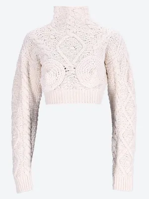 Iconic Madonna knitted breast cropped turtleneck sweater