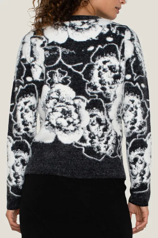 LIVERPOOL: Long Sleeve Floral Crewneck Sweater