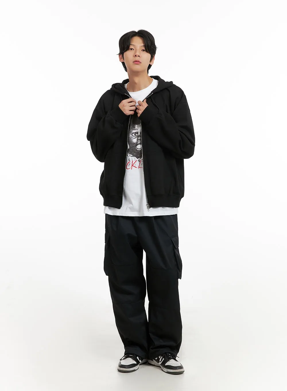 Men's Basic Hoodie Jacket (Black) IY402