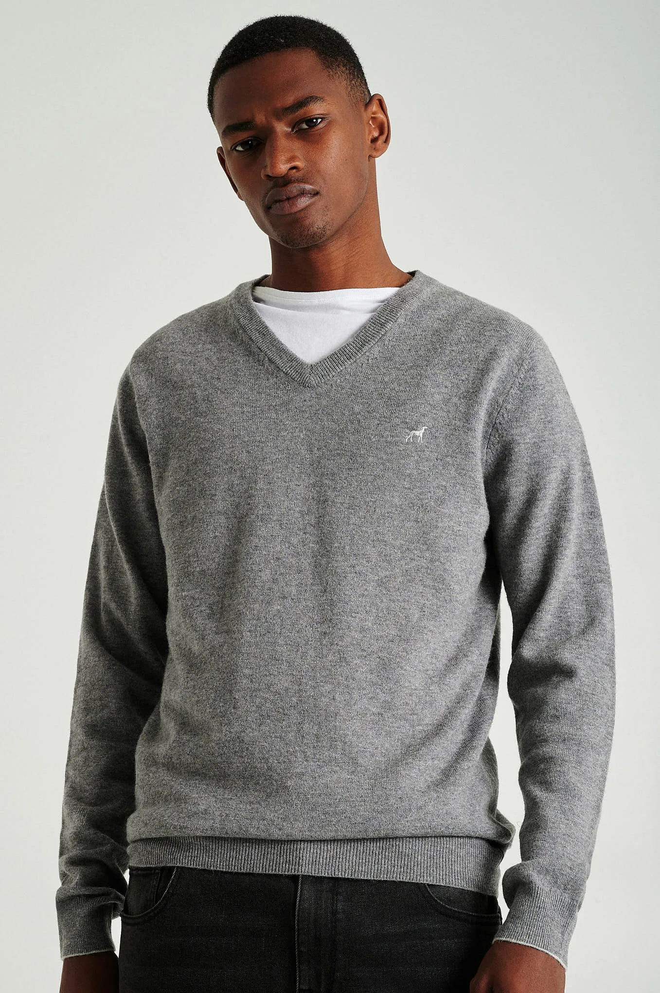 Men's lambswool blend V neck sweater