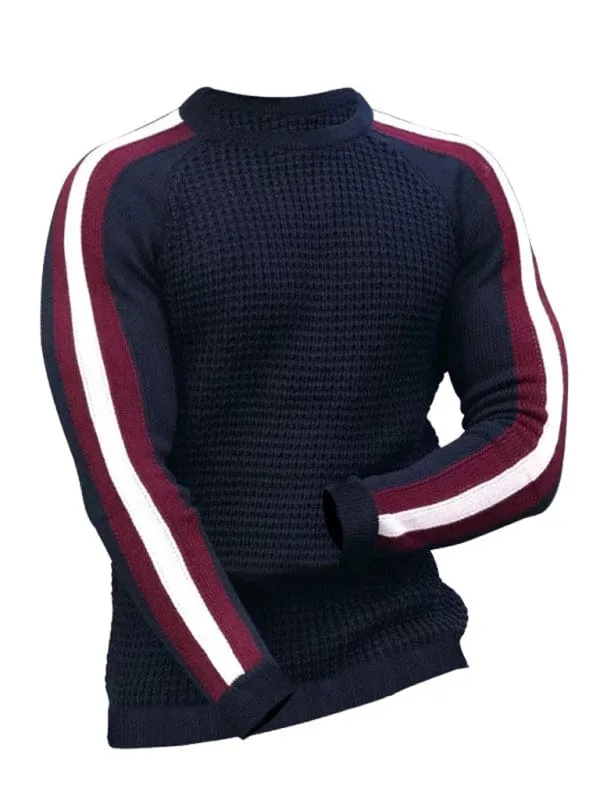 Men's Round Neck Color Contrast Sweater