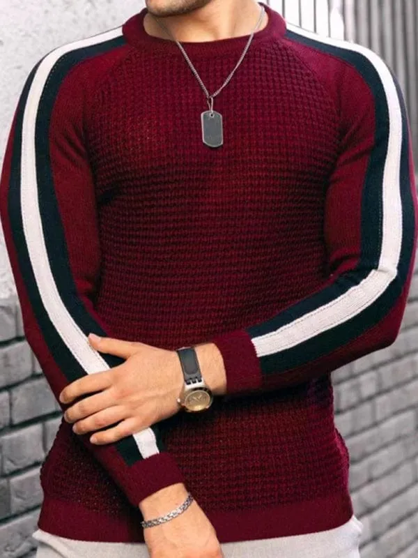 Men's Round Neck Color Contrast Sweater