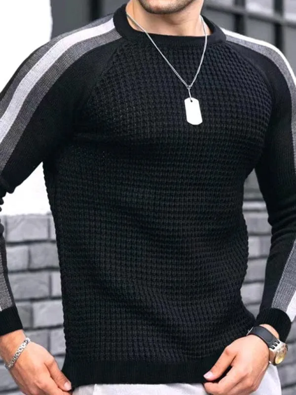 Men's Round Neck Color Contrast Sweater