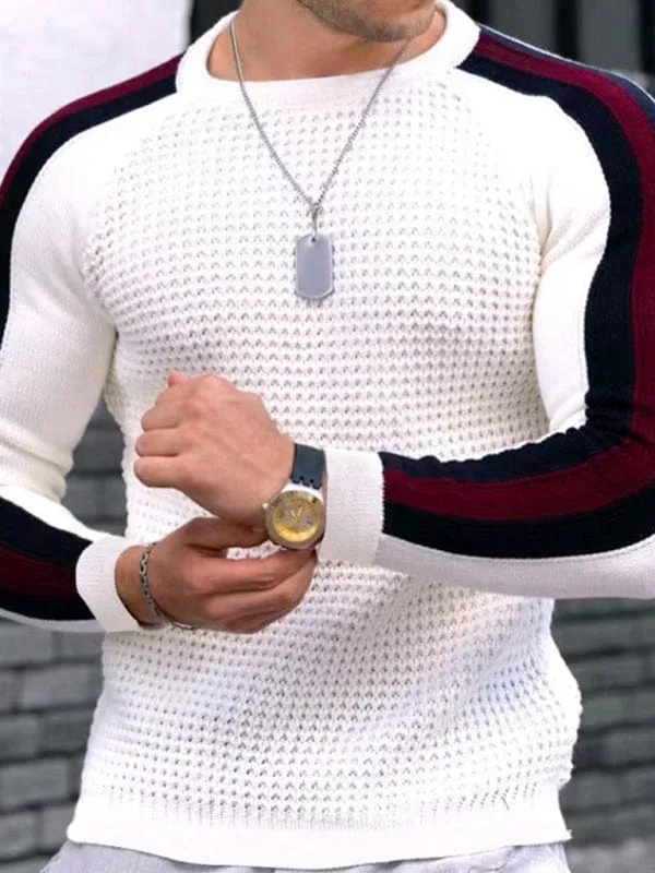 Men's Round Neck Color Contrast Sweater