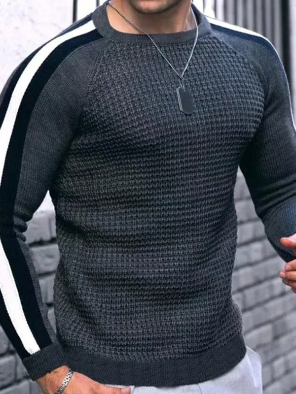 Men's Round Neck Color Contrast Sweater