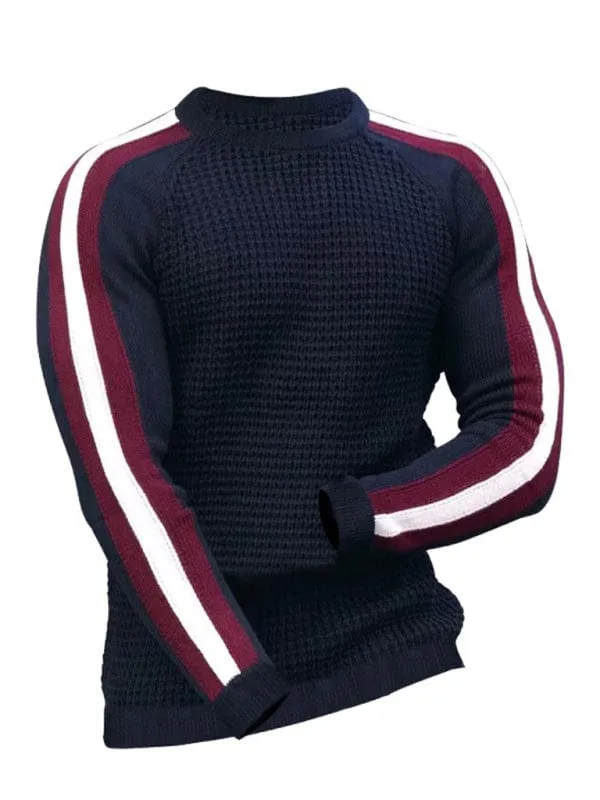 Men's Round Neck Color Contrast Sweater