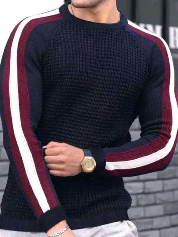 Men's Round Neck Color Contrast Sweater