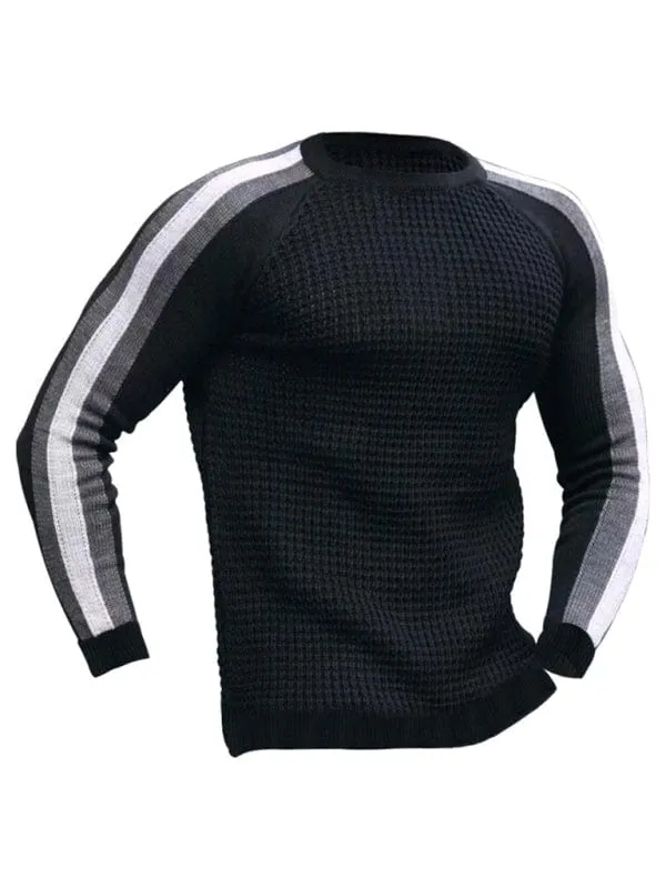 Men's Round Neck Color Contrast Sweater