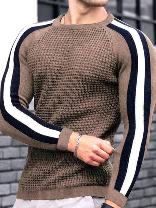 Men's Round Neck Color Contrast Sweater