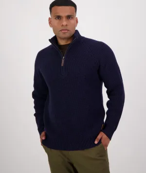 Men's Swanndri Chalky Island Waffle Jumper- Navy