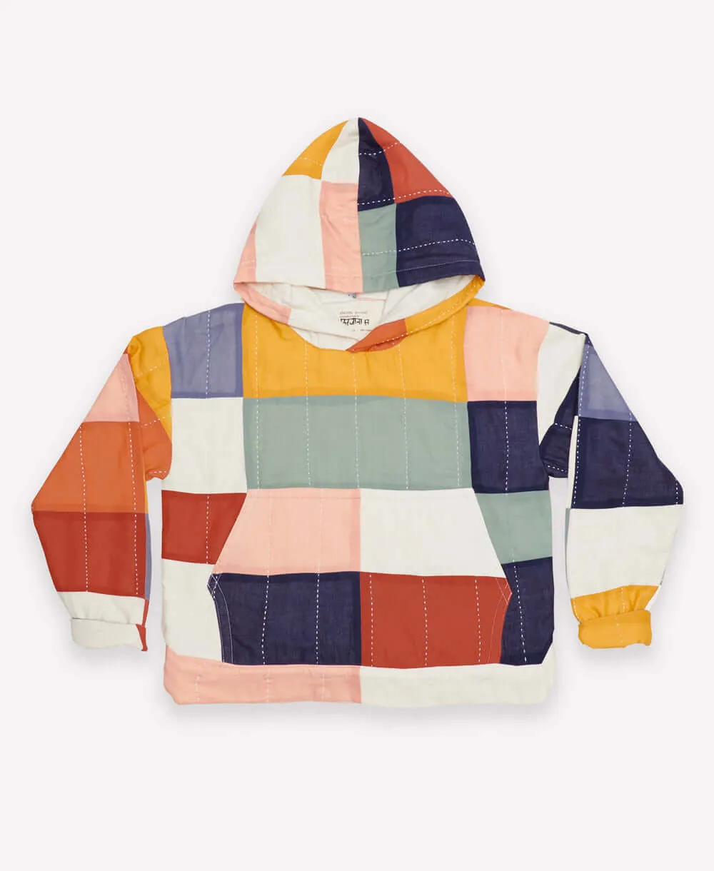 Multi-Check Quilted Hoodie