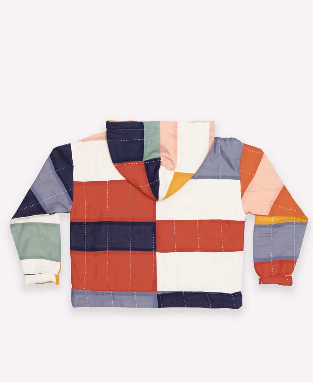 Multi-Check Quilted Hoodie