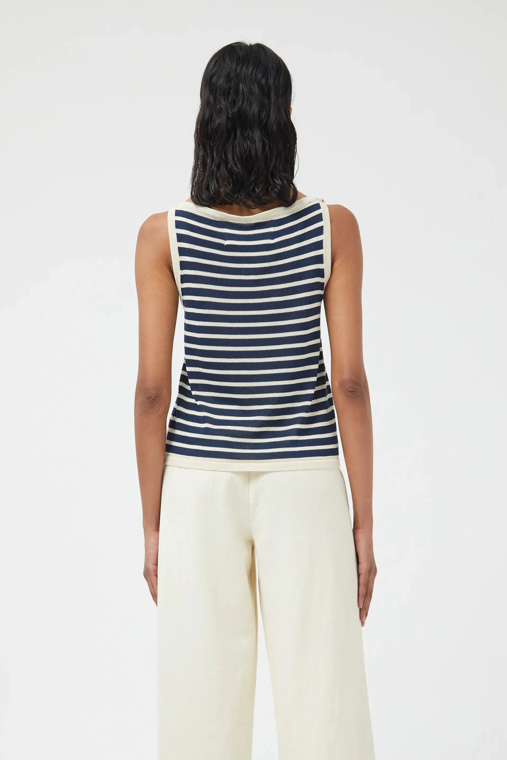 Navy Blue Stripe Knit Top